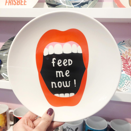 Feed Me Now ! - ceramic dinner plate by Adam Regester