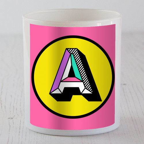 A - Bright Colour Block Alphabet Letter Initial - scented candle by AbiGoLucky