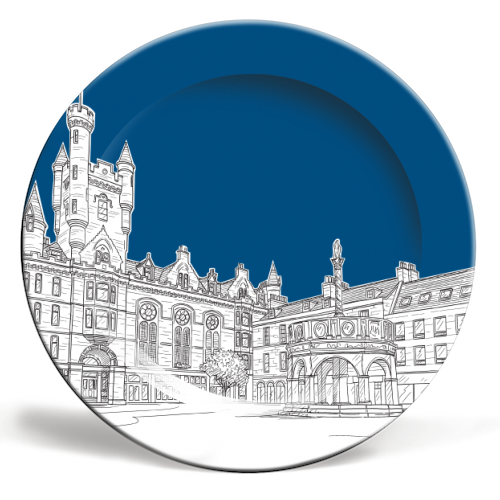 Aberdeen, Castle Street (Scotland) - dark blue version - ceramic dinner plate by Adam Regester