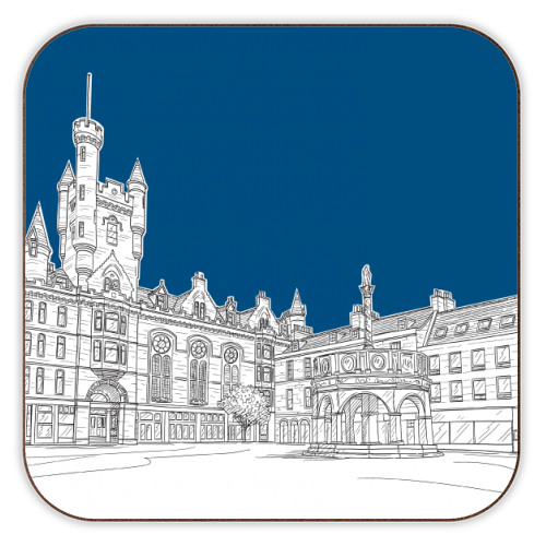 Aberdeen, Castle Street (Scotland) - dark blue version - personalised beer coaster by Adam Regester