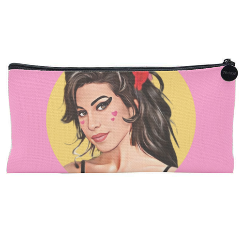 Amy with Love Hearts - flat pencil case by DOLLY WOLFE