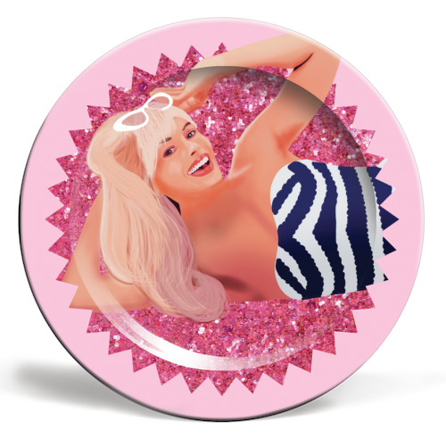 Barbie the Movie Margot Robbie Illustration - ceramic dinner plate by AbiGoLucky