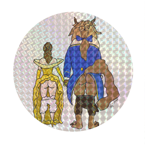 Beauty and the Beast Butts - Circle Sticker by Notsniw Art