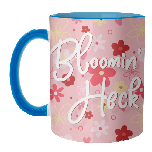 Bloomin heck pink floral print - unique mug by The Girl Next Draw