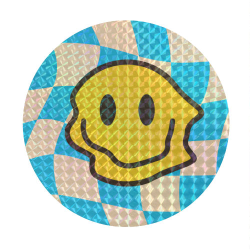 Blue Wavy Smiley Bold Graphic Design Gen Z Y2K Giftware - Circle Sticker by AbiGoLucky