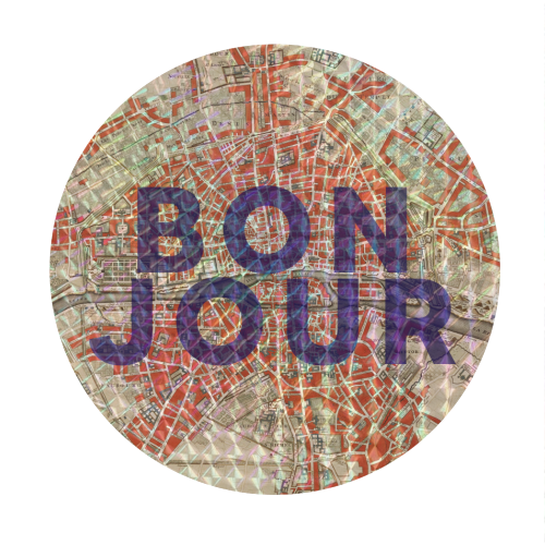 Bonjour - Circle Sticker by The 13 Prints