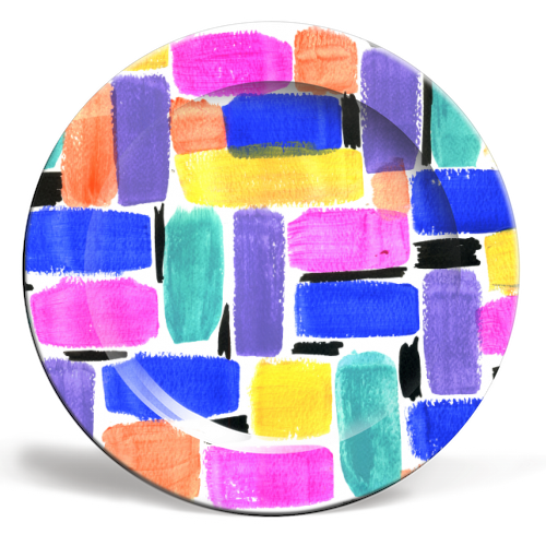 Brush art - ceramic dinner plate by Colour Pop Prints