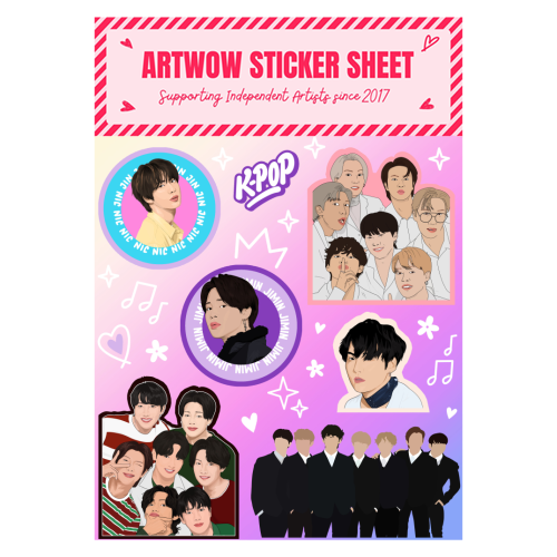 BTS K-POP - Sticker Sheet by Pink and Pip