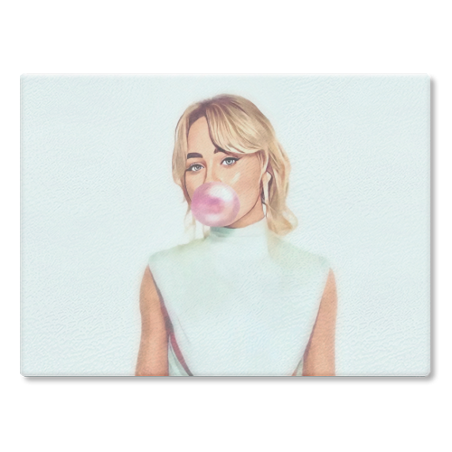 Bubble-gum Sabrina - glass chopping board by DOLLY WOLFE