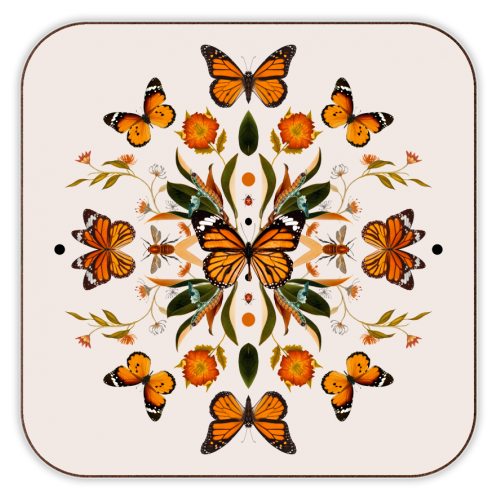 Butterfly dance - personalised beer coaster by Larissa Grace