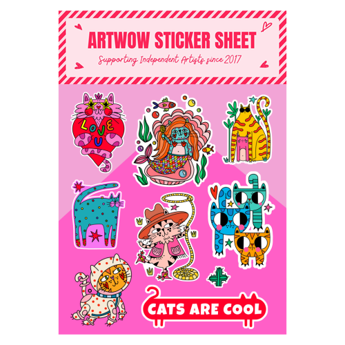 CATS ARE COOL - Sticker Sheet by Nichola Cowdery