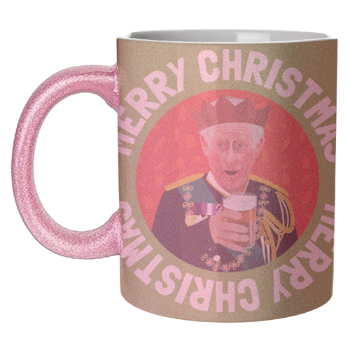 Christmas King Charles Bold Illustration Giftware - unique mug by AbiGoLucky