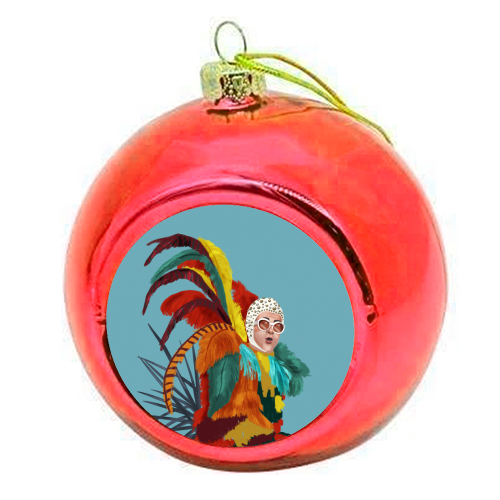 Colourful Feathers - colourful christmas bauble by Sarah Wilkinson