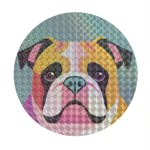 Colourful Graphic Bulldog Portrait - Circle Sticker by Adam Regester