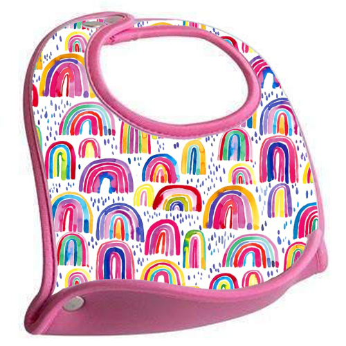 Cute Colorful Watercolor Rainbows - feeding bib by Ninola Design