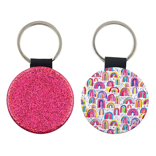 Cute Colorful Watercolor Rainbows - keyring by Ninola Design