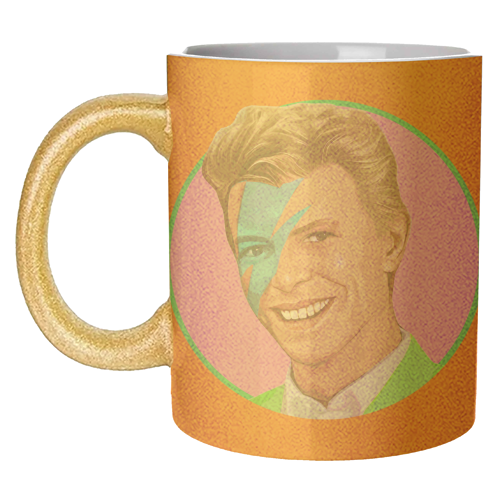 David on orange - unique mug by DOLLY WOLFE