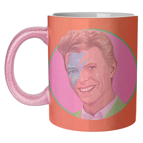 David on orange - unique mug by DOLLY WOLFE