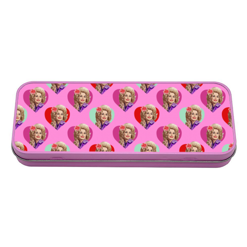 DOLLY HEARTS ON PINK - tin pencil case by DOLLY WOLFE