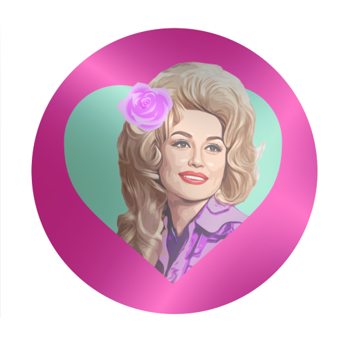 DOLLY IN TURQUOISE HEART - Circle Sticker by DOLLY WOLFE