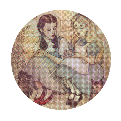 Dorothy and Alice - Circle Sticker by Helen Green