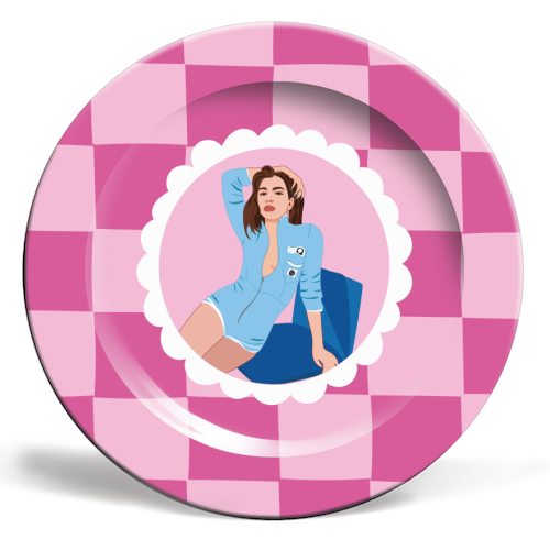 Dua Lipa Print - ceramic dinner plate by Laura Lonsdale