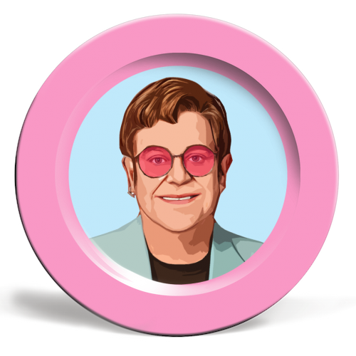 Pink Glasses Pink Background - ceramic dinner plate by DOLLY WOLFE