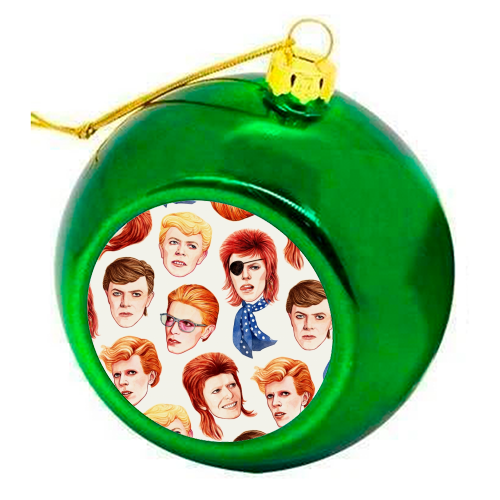 Fabulous Bowie - colourful christmas bauble by Helen Green