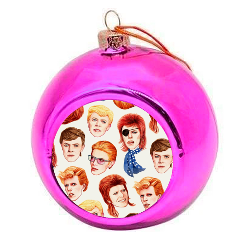 Fabulous Bowie - colourful christmas bauble by Helen Green