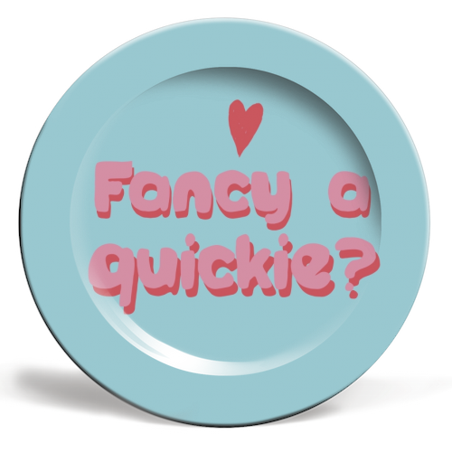 Fancy a quickie? - ceramic dinner plate by Giddy Kipper