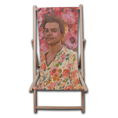 Floral Harry - canvas deck chair by Beverley Rae