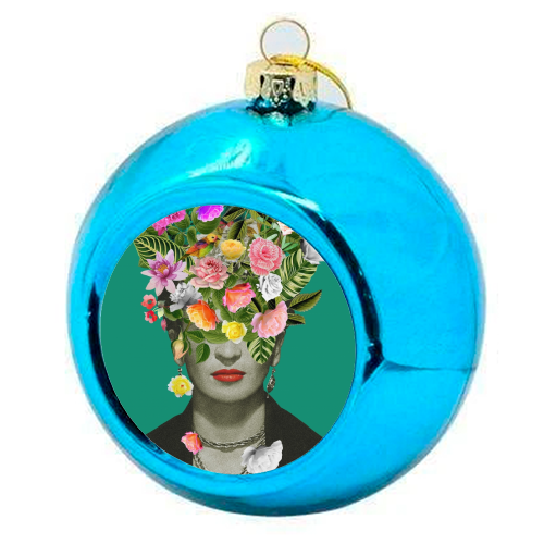 Frida Floral Green - colourful christmas bauble by Frida Floral Studio