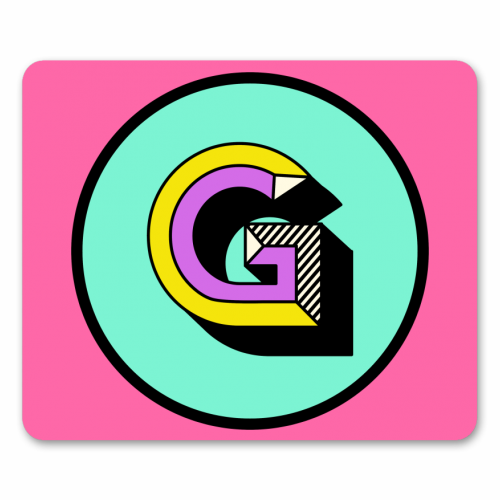 G - Pink and Blue Bold Personalised Initial - mouse mat by AbiGoLucky