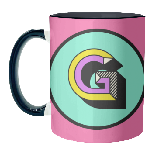 G - Pink and Blue Bold Personalised Initial - unique mug by AbiGoLucky