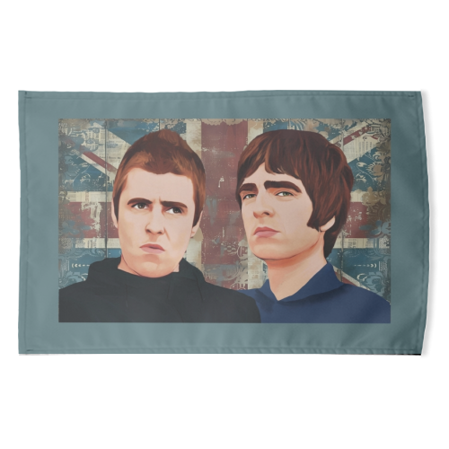 Gallagher brothers Oasis inspired design - funny tea towel by Giddy Kipper