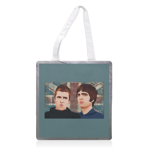 Gallagher brothers Oasis inspired design - printed canvas tote bag by Giddy Kipper