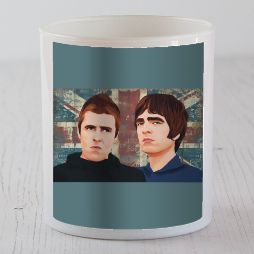 Gallagher brothers Oasis inspired design - scented candle by Giddy Kipper