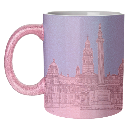 George Square, Glasgow (Scotland) - pale blue colour pop version - unique mug by Adam Regester