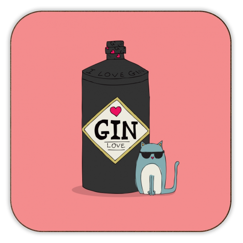 GIN & CAT - personalised beer coaster by Nichola Cowdery