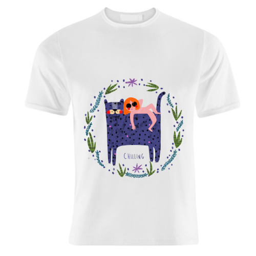 GIRL AND CAT - unique t shirt by Nichola Cowdery