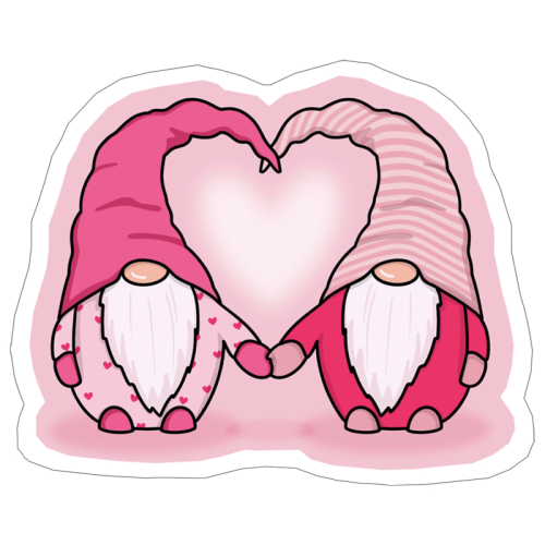 Gnomes in love - Die Cut Sticker by The Girl Next Draw