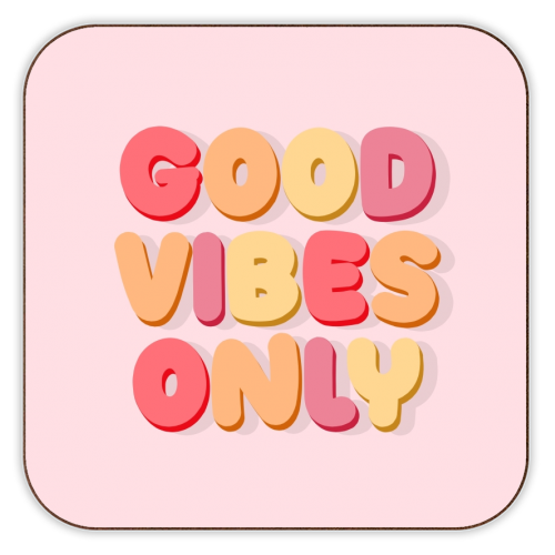 Good vibes only warm tones - personalised beer coaster by The Girl Next Draw