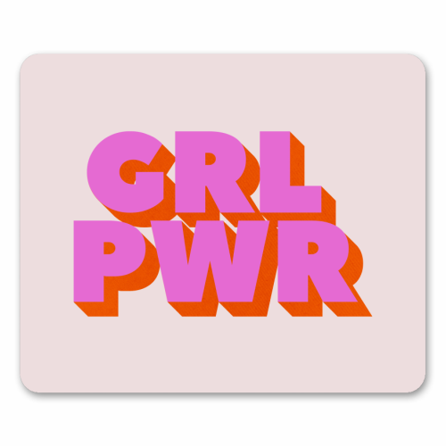 GRL POWER In Pink And Orange - mouse mat by Ania Wieclaw