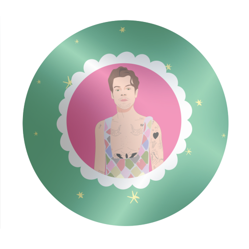 Harry Pretty in Pink And Green - Circle Sticker by Laura Lonsdale