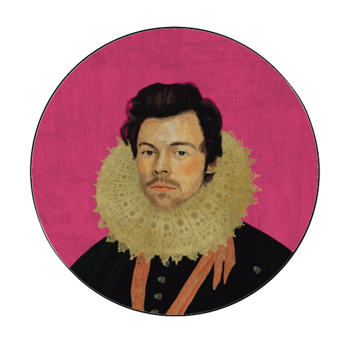 Harry Renaissance Painting Pink - Circle Sticker by AbiGoLucky