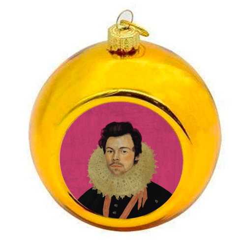 Harry Renaissance Painting Pink - colourful christmas bauble by AbiGoLucky