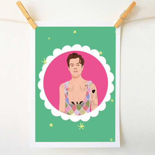 Harry Pretty in Pink And Green - A1 - A4 art print by Laura Lonsdale