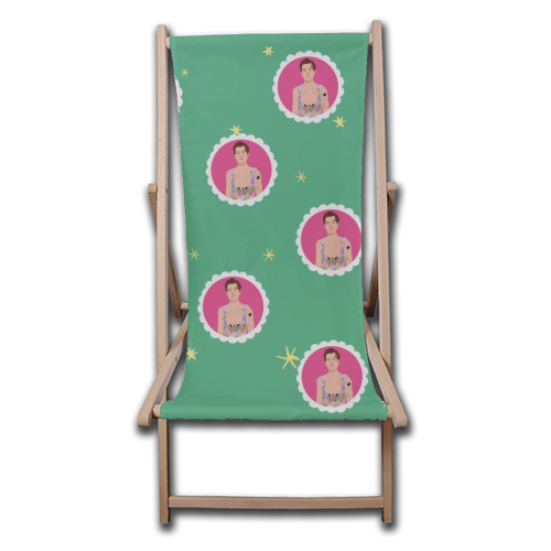 Harry Pretty in Pink And Green - canvas deck chair by Laura Lonsdale