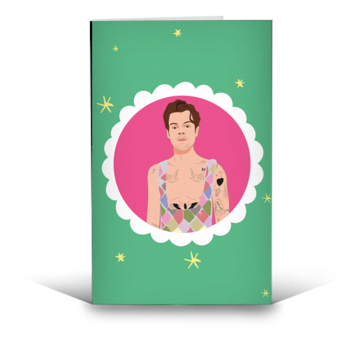 Harry Pretty in Pink And Green - funny greeting card by Laura Lonsdale