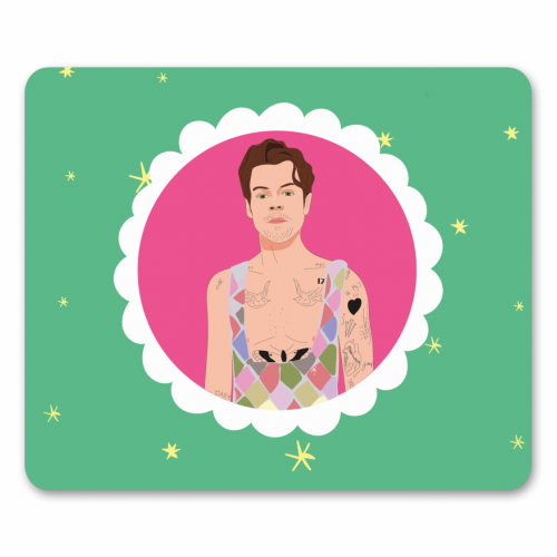 Harry Pretty in Pink And Green - mouse mat by Laura Lonsdale